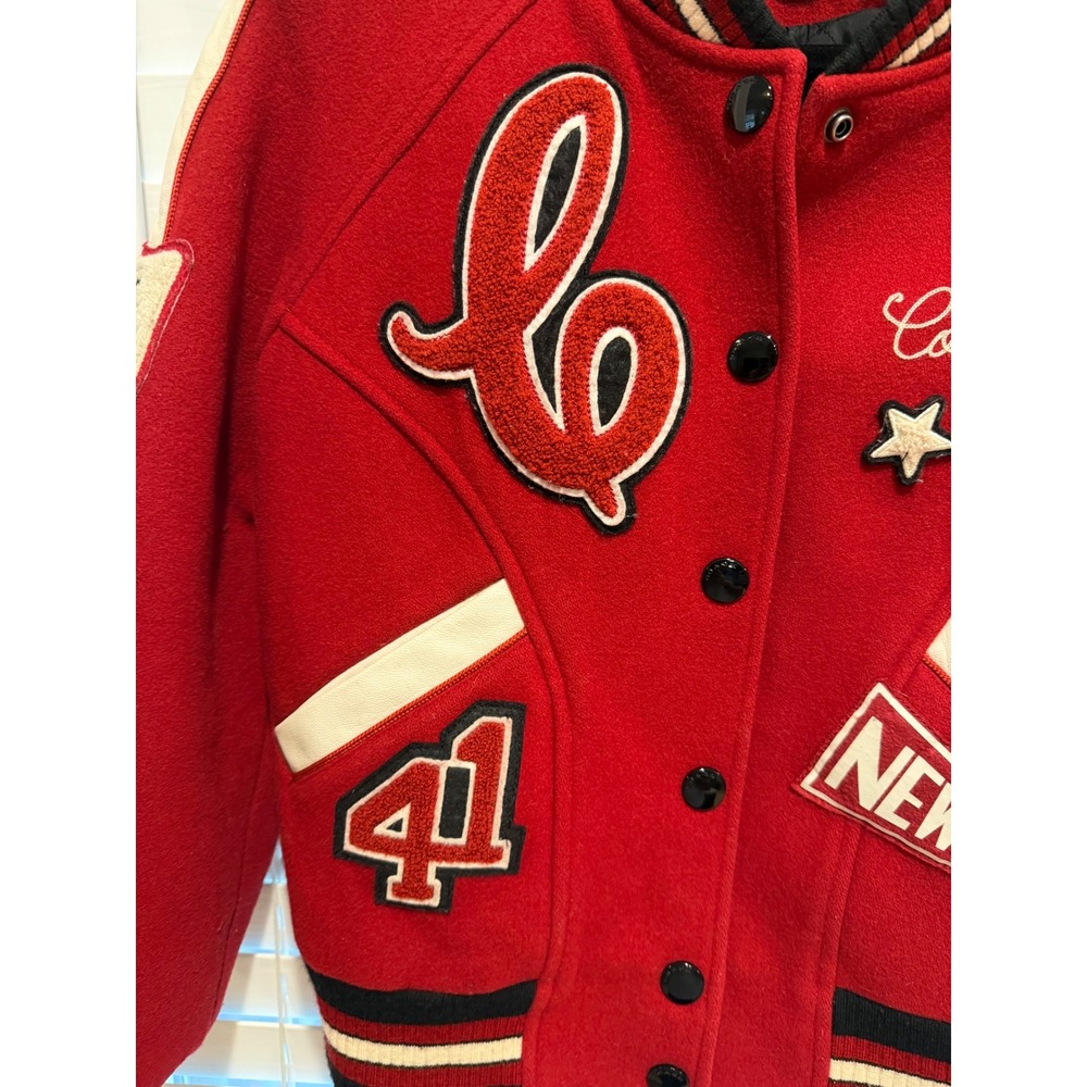 Coach New York Womens Red Wool Goat Leather Varsity Letterman Jacket F20496 S - Picture 3 of 9